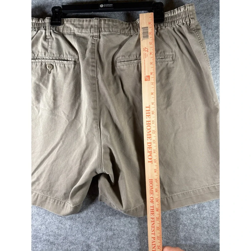 Cabelas Casuals Aged Khakis Mens Size 42 Tan Chino Shorts Flat Front Cotton